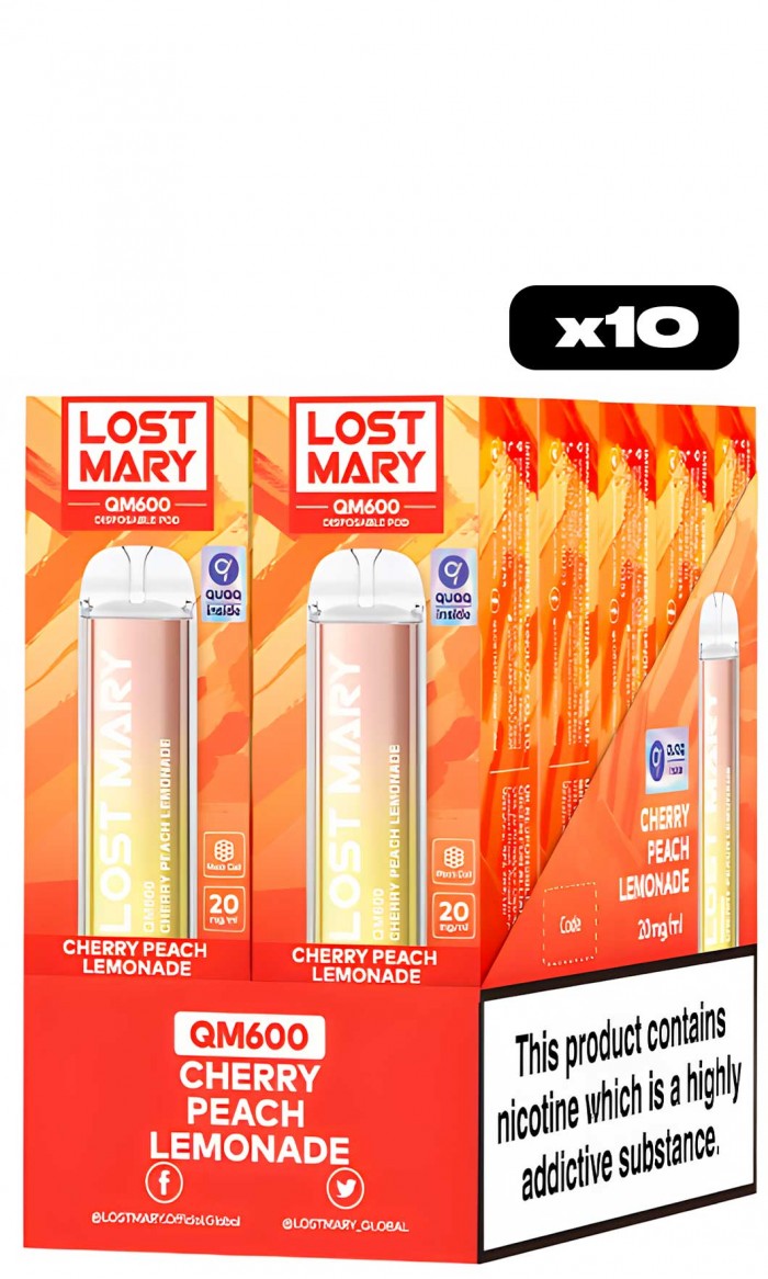 Caja x 10 Lost Mary QM600 - Cherry Peach Lemonade